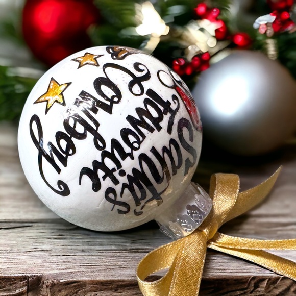 Santa's Favorite Cowboy Holiday Ornament - Saddle Up for a Country Christmas! - Picture 3 of 12